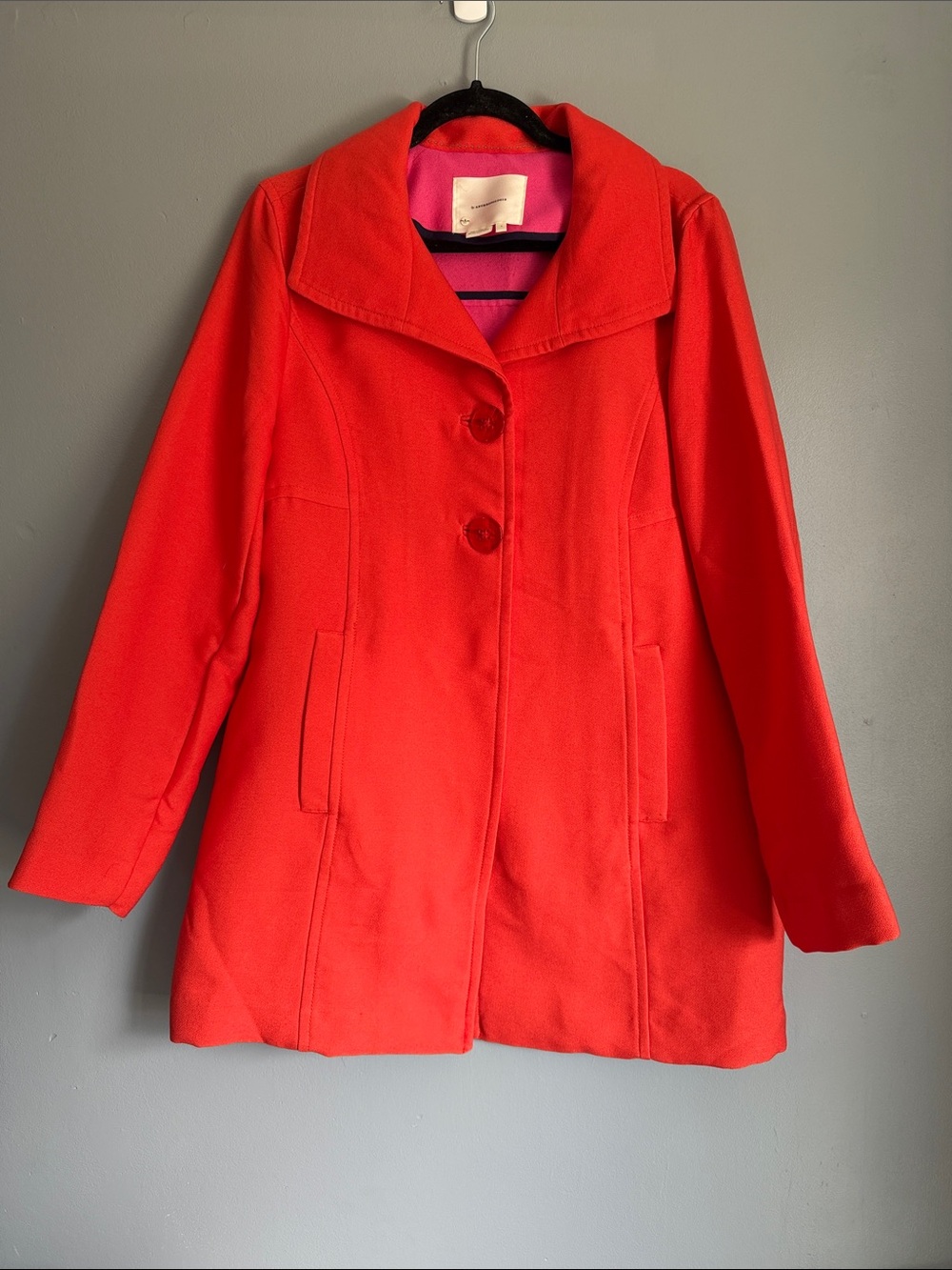 Anthropologie Classic Wellesley Pleated Peacoat Orange Red Coat Size Size Large